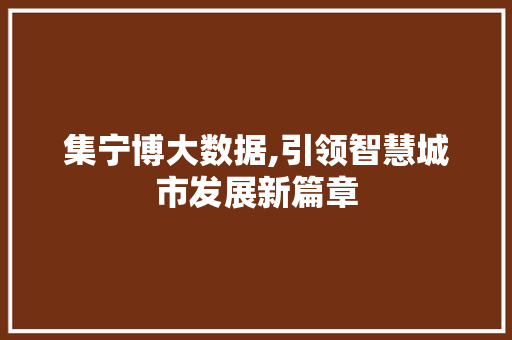 集宁博大数据,引领智慧城市发展新篇章
