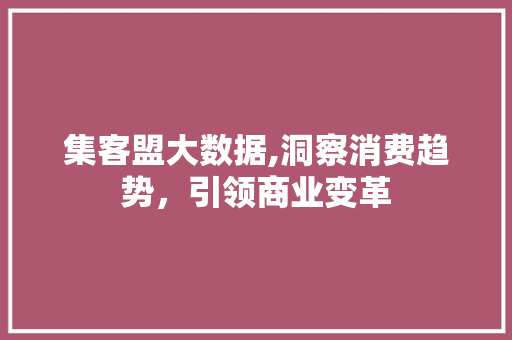 集客盟大数据,洞察消费趋势，引领商业变革 百度SEO