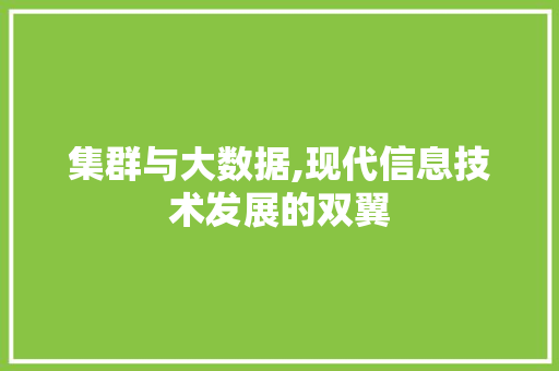 集群与大数据,现代信息技术发展的双翼 搜狗SEO