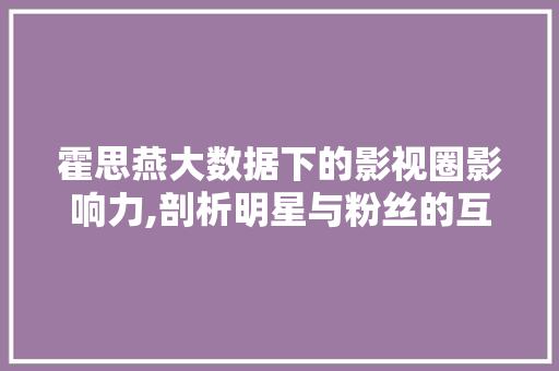 霍思燕大数据下的影视圈影响力,剖析明星与粉丝的互动关系