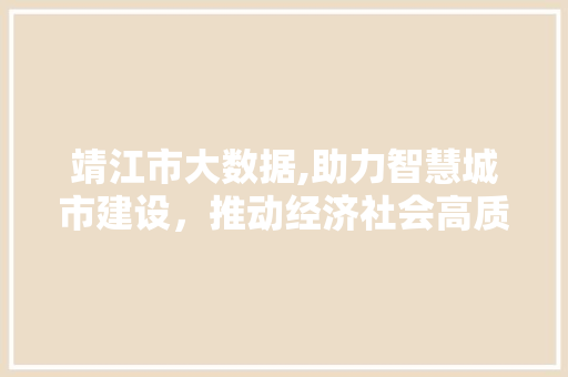靖江市大数据,助力智慧城市建设，推动经济社会高质量发展