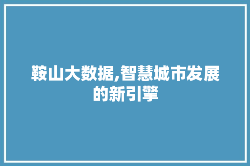 鞍山大数据,智慧城市发展的新引擎