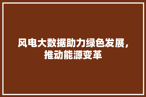 风电大数据助力绿色发展，推动能源变革