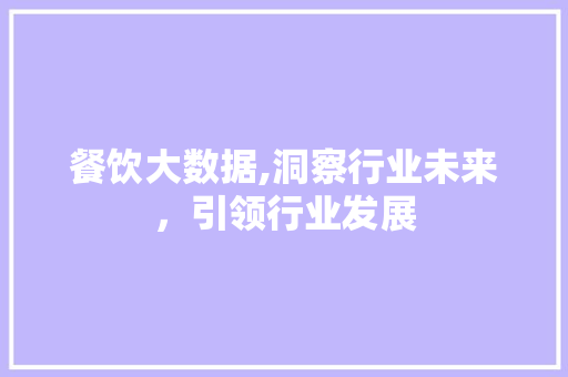 餐饮大数据,洞察行业未来，引领行业发展
