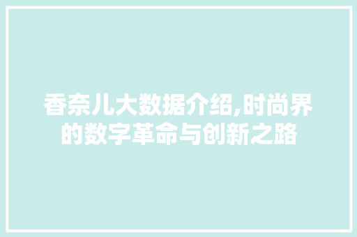 香奈儿大数据介绍,时尚界的数字革命与创新之路