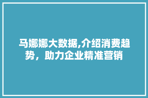 马娜娜大数据,介绍消费趋势，助力企业精准营销