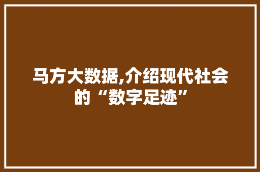 马方大数据,介绍现代社会的“数字足迹”