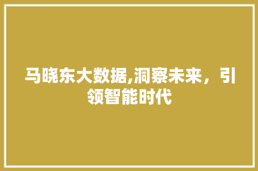 马晓东大数据,洞察未来，引领智能时代