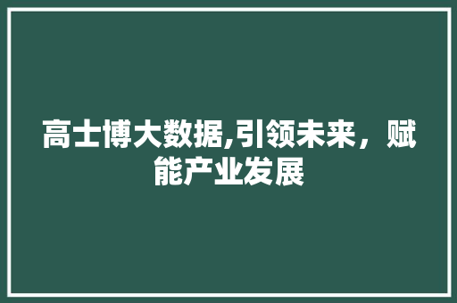 高士博大数据,引领未来，赋能产业发展