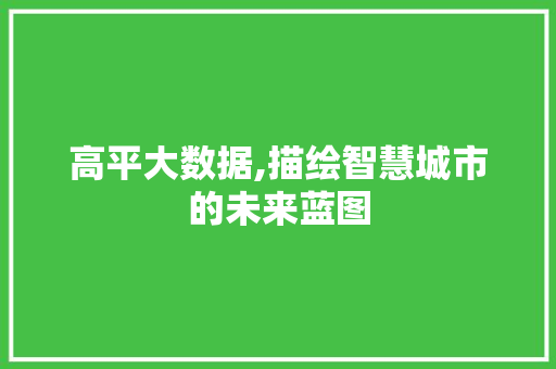 高平大数据,描绘智慧城市的未来蓝图