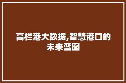 高栏港大数据,智慧港口的未来蓝图