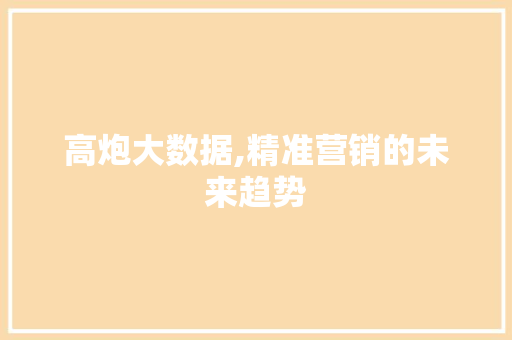 高炮大数据,精准营销的未来趋势