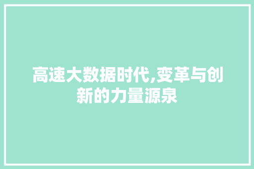 高速大数据时代,变革与创新的力量源泉