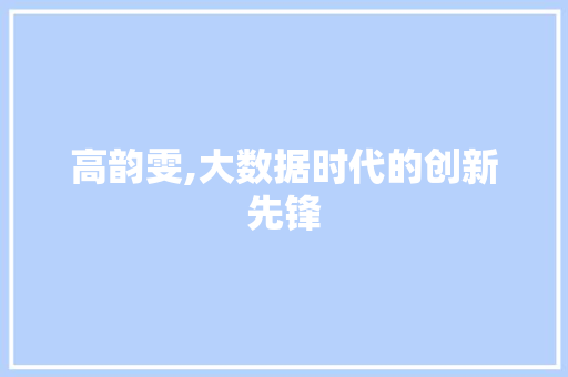 高韵雯,大数据时代的创新先锋