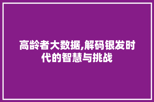 高龄者大数据,解码银发时代的智慧与挑战