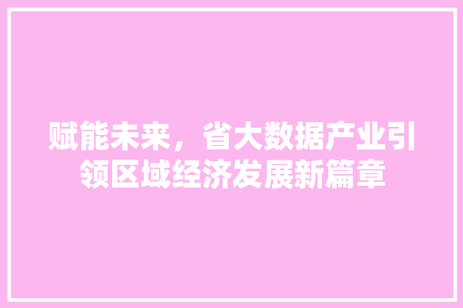 赋能未来，省大数据产业引领区域经济发展新篇章