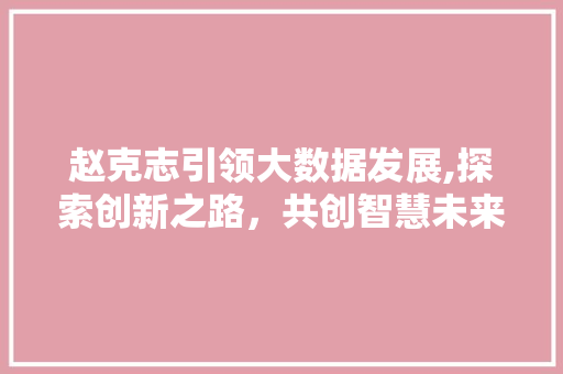 赵克志引领大数据发展,探索创新之路，共创智慧未来