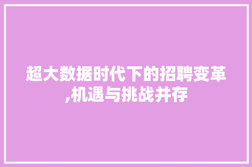超大数据时代下的招聘变革,机遇与挑战并存 GoogleSEO