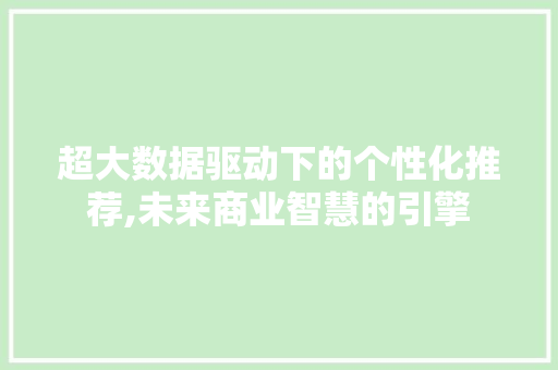 超大数据驱动下的个性化推荐,未来商业智慧的引擎