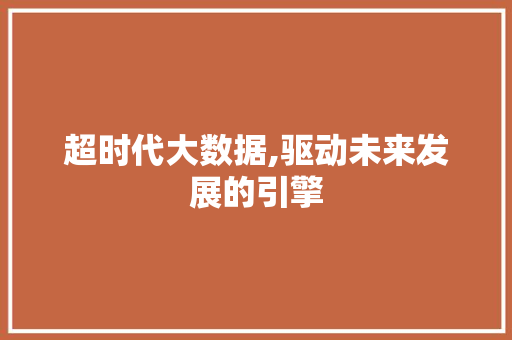 超时代大数据,驱动未来发展的引擎