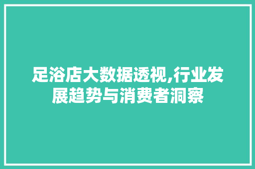 足浴店大数据透视,行业发展趋势与消费者洞察 神马SEO