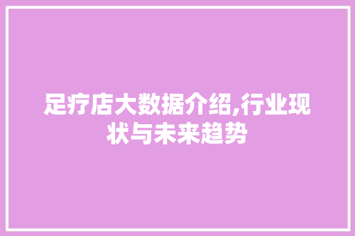 足疗店大数据介绍,行业现状与未来趋势