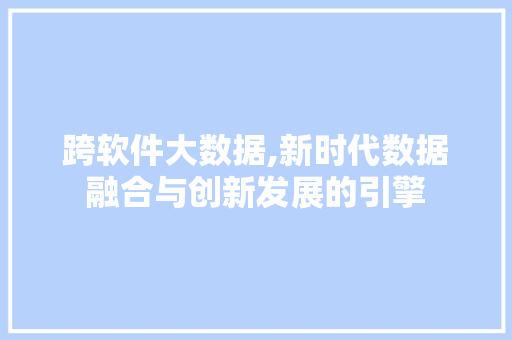 跨软件大数据,新时代数据融合与创新发展的引擎 神马SEO