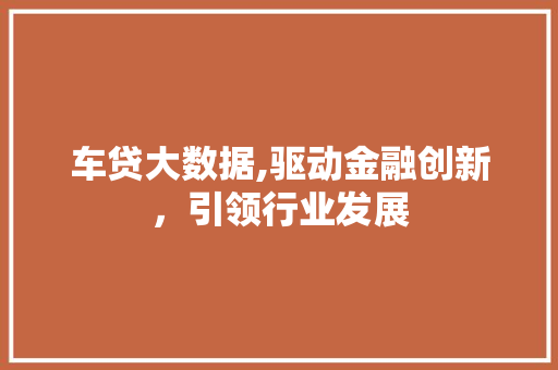 车贷大数据,驱动金融创新，引领行业发展 百度SEO