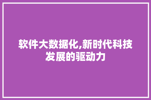 软件大数据化,新时代科技发展的驱动力