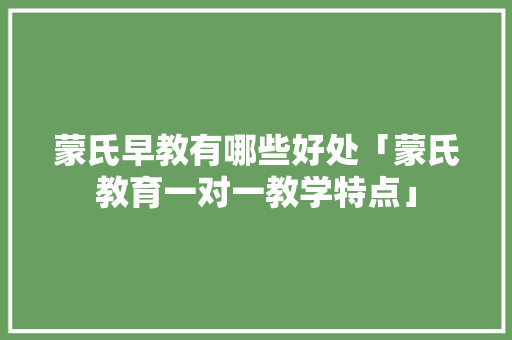 蒙氏早教有哪些好处「蒙氏教育一对一教学特点」