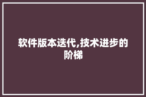软件版本迭代,技术进步的阶梯