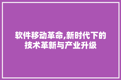软件移动革命,新时代下的技术革新与产业升级