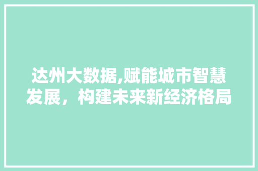 达州大数据,赋能城市智慧发展，构建未来新经济格局