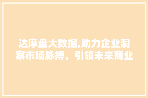 达摩盘大数据,助力企业洞察市场脉搏，引领未来商业发展 百度SEO