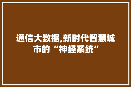 通信大数据,新时代智慧城市的“神经系统” 搜狗SEO
