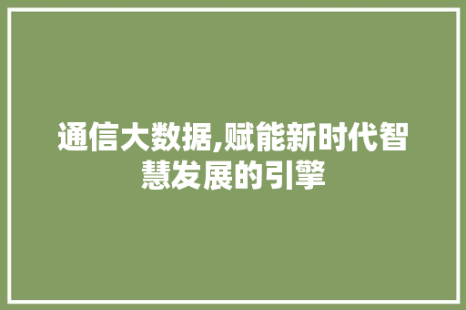 通信大数据,赋能新时代智慧发展的引擎