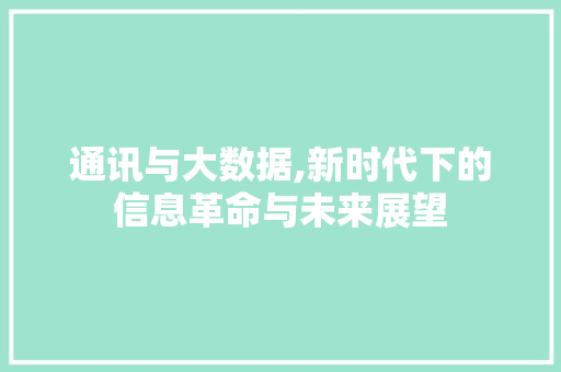 通讯与大数据,新时代下的信息革命与未来展望