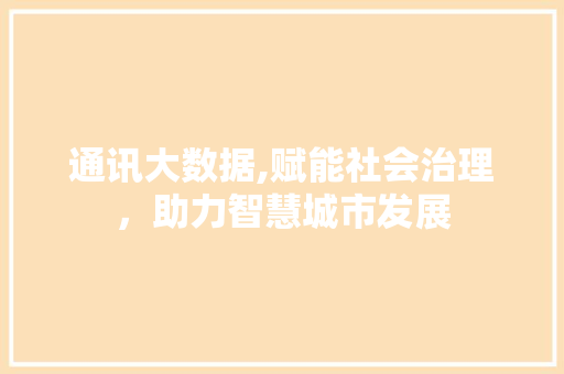 通讯大数据,赋能社会治理，助力智慧城市发展