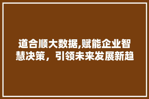 道合顺大数据,赋能企业智慧决策，引领未来发展新趋势 搜狗SEO