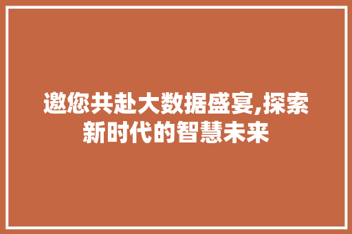 邀您共赴大数据盛宴,探索新时代的智慧未来