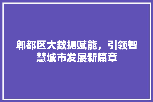 郫都区大数据赋能，引领智慧城市发展新篇章 搜狗SEO