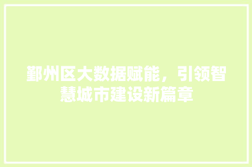 鄞州区大数据赋能，引领智慧城市建设新篇章