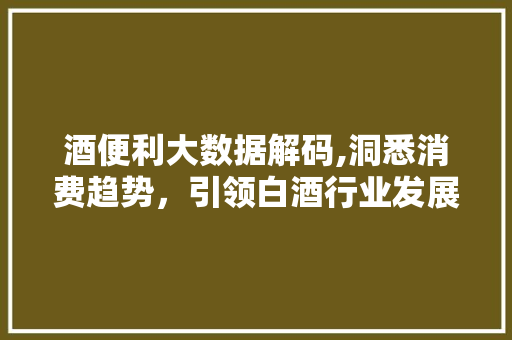 酒便利大数据解码,洞悉消费趋势，引领白酒行业发展 百度SEO