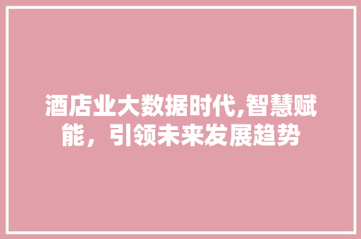 酒店业大数据时代,智慧赋能，引领未来发展趋势