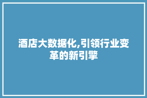 酒店大数据化,引领行业变革的新引擎 必应SEO