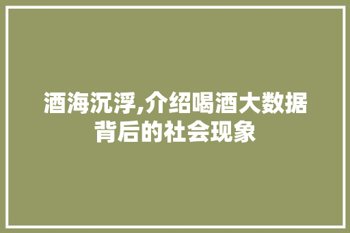 酒海沉浮,介绍喝酒大数据背后的社会现象 必应SEO