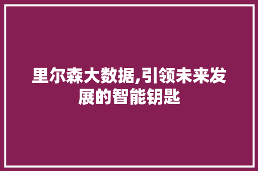 里尔森大数据,引领未来发展的智能钥匙 搜狗SEO