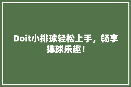 Doit小排球轻松上手，畅享排球乐趣！ 搜狗SEO