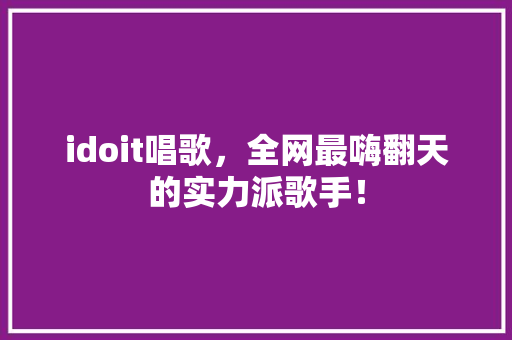 idoit唱歌，全网最嗨翻天的实力派歌手！