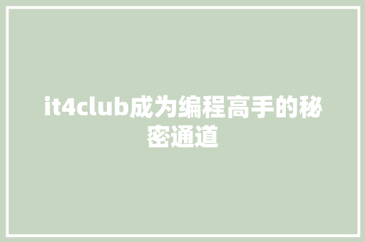 it4club成为编程高手的秘密通道 神马SEO